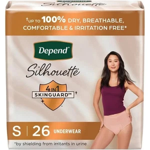 Depend Silhouette Adult Incontinence Postpartum Bladder Leak Underwear 26ct, S/P - Picture 1 of 1
