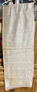 BEIGE GOLDEN butti India BANARSI chanderi Dupatta Wrap Scarf Stole Chunri shawl - Picture 1 of 10
