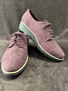 Collection by Clarks Sharon Noel Burgundy Nubuck Loafer Women's Sz 12 W (VGC) - Picture 1 of 10