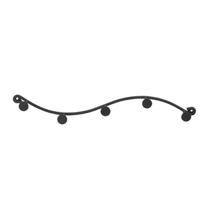 Sweep Wall Hook Rack, 5 Hook Single Rack, Black - Picture 1 of 5