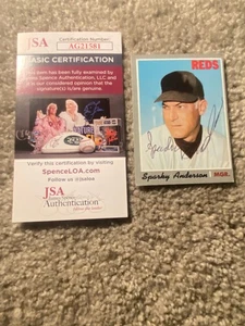 SPARKY ANDERSON SIGNED AUTO AUTOGRAPH 1970 TOPPS CARD CINCINNATI REDS JSA COA - Picture 1 of 1