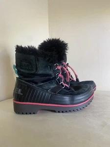 Sorel Girls Tivoli 11 snow boots size 4 kids black / pink - Picture 1 of 8