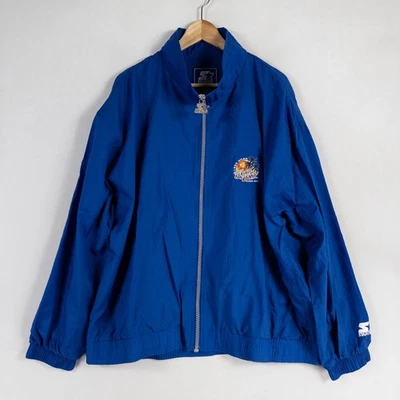 Chaqueta cortavientos vintage Starter XL azul cremallera completa 99 NCAA Final Four Tampa Bay Foto 1 de 4