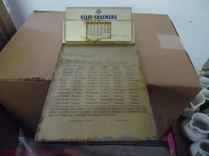 Old 1940's ALLIS CHALMERS Perpetual CALENDAR Metal CLIPBOARD Tractors Engines - Picture 1 of 4
