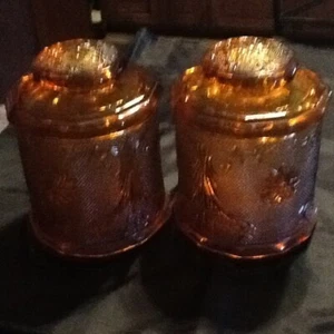 Tiara Glass Amber Canisters - Set of 2 - Picture 1 of 4