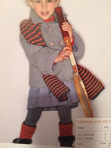 Stripy Scarf And Leg Warmers Age 4 - 12 Years Knitting Pattern - Picture 1 of 1