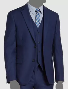 $495 Alfani Men's Blue Solid Slim-Fit Stretch 2-Piece Suit Jacket Pants Size 42L - Picture 1 of 4