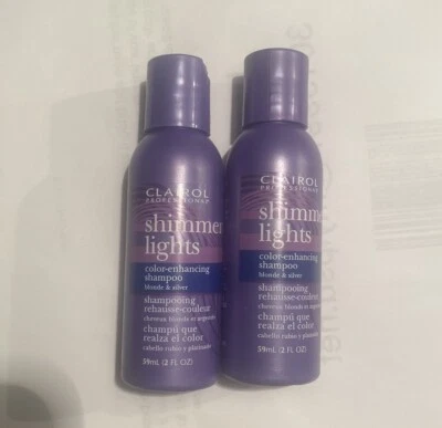 Lot of 2 Clairol Shimmer Lights 2oz Color-Enhancing Shampoo Blond & Silver TRVL - Image 1 of 2