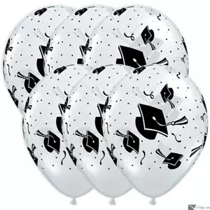 Sombreros de graduación Grad Caps 11" globos redondos de látex, 12 quilates, negro transparente - Imagen 1 de 2