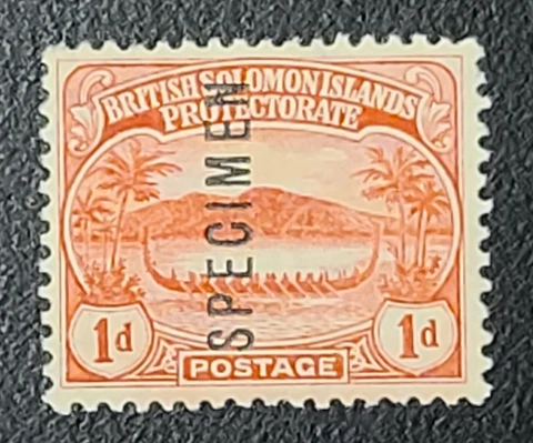 BRITISH SOLOMON ISLANDS PROTECTORATE SPECIMEN STAMP ONE PENNY 1d MINT BOAT Cover