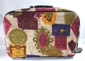 VTG 60s Hippy Travel Bag Sm Suitcase Under seat Overhead Vinyl 17" x 10" x 4 " - Imagen 1 de 13