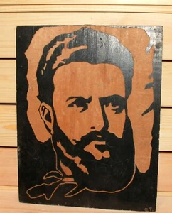 Placa colgante de pared de madera tallada a mano búlgara vintage Hristo Botev - Imagen 1 de 7