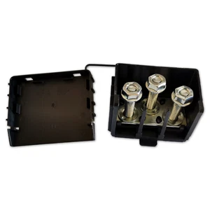 MTA 3 Punkt M8 Strompfosten Hochstrom Sammelschiene mit Abdeckung Verteiler +/- - Bild 1 von 7