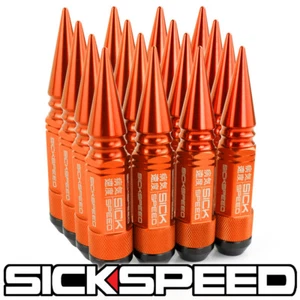 SICKSPEED 16PC ORANGE SPIKED ALUMINUM EXTENDED 108MM 3PC LUG NUTS RZR N32 - Bild 1 von 1