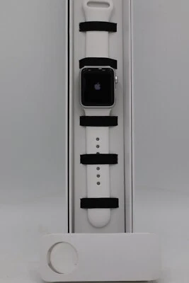 Apple Watch Sport 1. Gen 38mm Aluminumgehäuse Silber A1553 + Armband Weiß M1002 - Bild 1 von 4