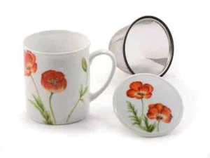 Cha Cult Becher "Poppy" 0,25l aus Porzellan - Becher mit Sieb und Deckel - Bild 1 von 1