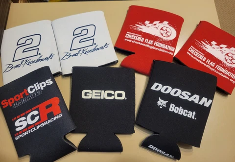 Brad Keselowski Checkered Flag Souvenirs Koozie Beer Holder Lot of 7 New Cover
