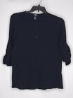 H&M Womens Sze Medium Color Black 3/4 Button Up Sleeves Casual 3 Button Up Shirt