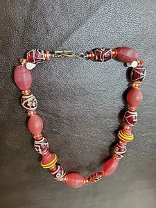 Vintage Chunky Glass Bead Necklace Colorful,very Well Made. 5.3 Oz. - Picture 1 of 19