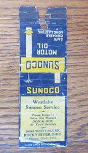 CUBIERTA DE LIBRO DE CERILLAS DE GASOLINERA WESTLAKE SUNOCO: ROCKY RIVER, OHIO MATCHCOVER -B23 - Imagen 1 de 2