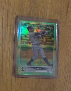 2022 Topps Chrome Javier Báez #147 Green Refractor #’d 61/99 Detroit Tigers MLB - Imagen 1 de 2