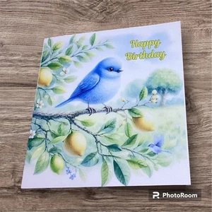5x5 Inches Happy Birthday Greeting Card Blue Bird Her Friend HM - Picture 1 of 2