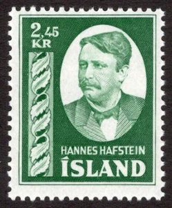 ICELAND 1954, SC-285, F MNH** 2.45Kr Hannes Hafstein scv $24.00 *Bay Stamps* - Picture 1 of 2