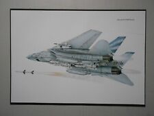 MILITARY AVIATION PRINT :GRUMMAN F-14A TOMCAT -FIGHTER SQN III 'SUNDOWNERS' 1990