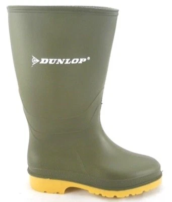 KIDS GREEN DUNLOP BOYS WELLINGTONS WELLIES SNOW BOOTS GIRLS FIELD OUTDOOR SHOES  - Image 1 of 2