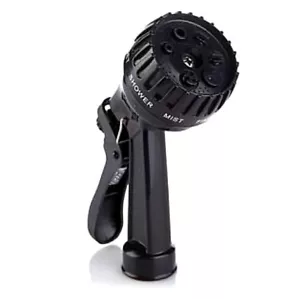 Black 7-Way Garden Pocket Spray Hose Nozzle Full Flat Jet Shower Mist Fine Vert - Picture 1 of 3