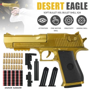 Soft Foam Bullet Gun mit Kugeln, Kinder Pistole Spielzeug mit 2 Magazine Gold - Bild 1 von 24