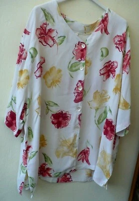 VINTAGE CAMICIA BIANCA FANTASIA A FIORI C& A _ TAGLIA EUR 48/50 - Immagine 1 di 2