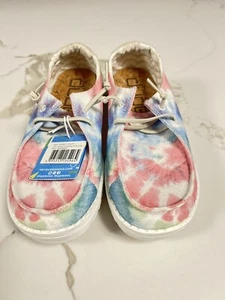 Hey Dude Wendy Youth Boho Mandala Tie Dye Pink Blue Slip On Loafer Y4-L5 S071 - Picture 1 of 9