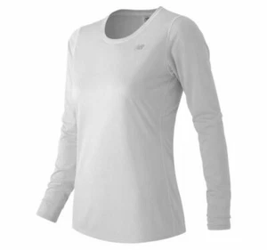 NWT! New Balance Ladies White Poly Long Sleeve Top WT53142 Accelerate - WHITE - Picture 1 of 9