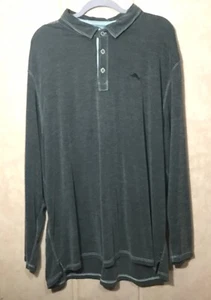 Camisa Tommy Bahama Para Hombre 1/4 Abotonada Manga Larga Logo Grande Gris 2XL - Imagen 1 de 7