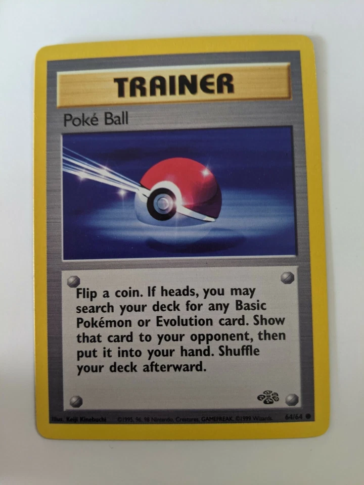 Trainer Poke Ball Jungle rare old Pokemon Card EX - NM as in picture 1999 - Image 1 of 1