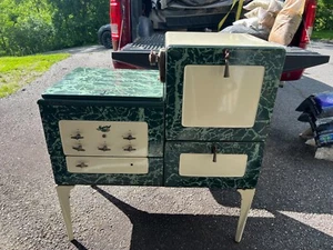 Antique Art Deco Green Marble Marbleized Porcelain 1930's Magic Chef Gas Stove - Picture 1 of 8
