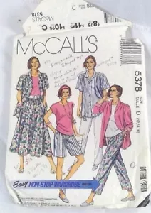 McCall's pattern 5378 Misses Shirt Top Skirt Pants or Shorts size D 1991 - Picture 1 of 8