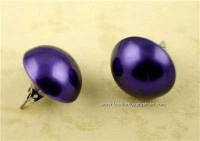 1 Pair Pierced Faux Pearl Button Stud Earrings,18mm or 20mm,9 Colors to choose - Image 1 of 2