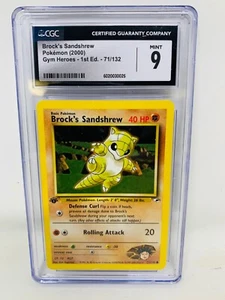 Brock's Sandshrew 71/132 1st Edition Pokemon Gym Heroes CGC 9 Mint - Picture 1 of 2