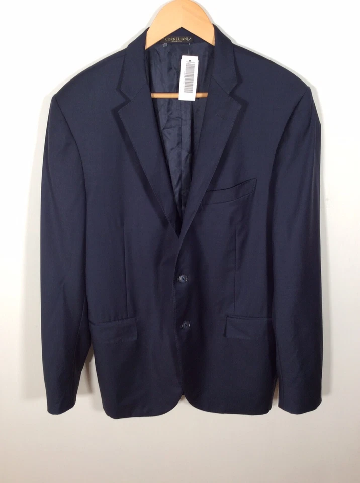 Corneliani BLAZER Mens 42L 2 BUTTON Super Fine Wool NAVY BLUE Lined - Image 1 of 4