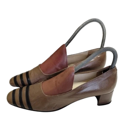 Zapatos para mujer Joan & David hechos a mano Italia cuero tacón ancho talla US 6.5 EU 36 Foto 1 de 4