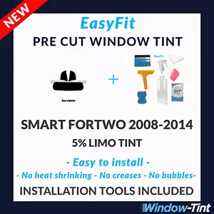 EasyFit Static Pre Cut Tint & Tools For Smart Fortwo 2008-14 - 5% Limo Rear - Picture 1 of 11