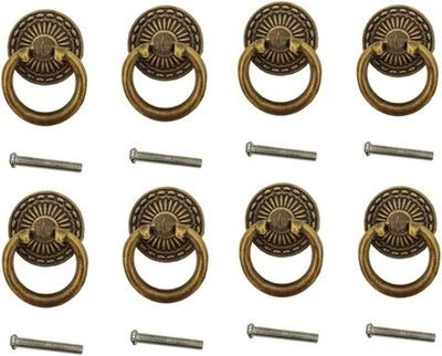 Antiguo mango de perilla de bronce retro tocador armario cajón anillo mango individual Foto 1 de 4