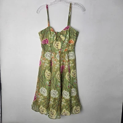 Anthropologie Girls from Savoy Floral Print Silk Dress A Line Midi Fit Flare - Image 1 of 4