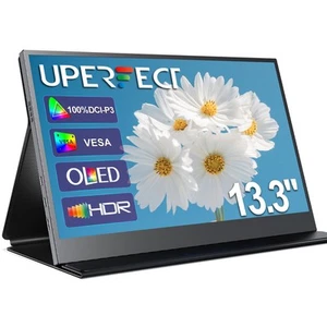 UPERFECT 13,3" OLED Gaming Monitor Tragbar FHD 1ms HDR 100% DCI-P3 USB-C Monitor - Afbeelding 1 van 12