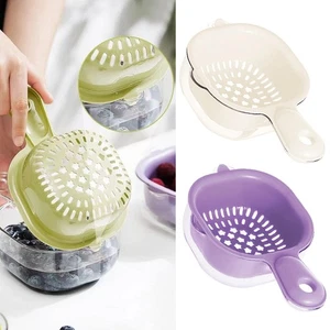 2 in1 Fruit Strainer Dual-Layer Veggie Colander Draining Basket with Handle - Picture 1 of 11