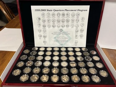 1999-2009 Complete Proof State & Territory Quarter 56 Coin Set In Case With COA - Image 1 of 4