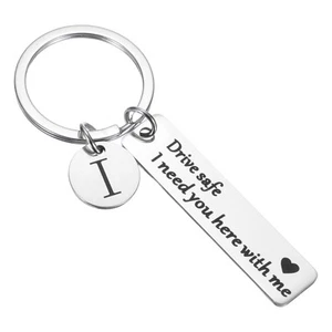 Drive Safe Keychain, 1 Set Letter I Keychain I Need You Here with Me, Silver - Picture 1 of 6