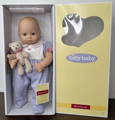 Bitty Baby Doll 200American Girl Lavender Box Bear Blonde Blue Gray Eyes Retired - Image 1 of 4